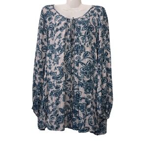 Iay Floral Tunic Top Long Sleeve Oversized Bohemian Blouse‎ Small